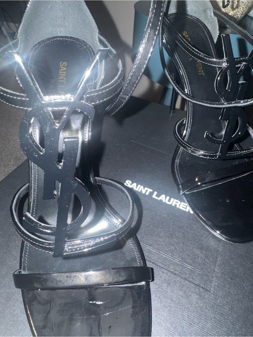 Yves Saint Laurent Black Strappy Leather Sandals - Picture 4 of 10